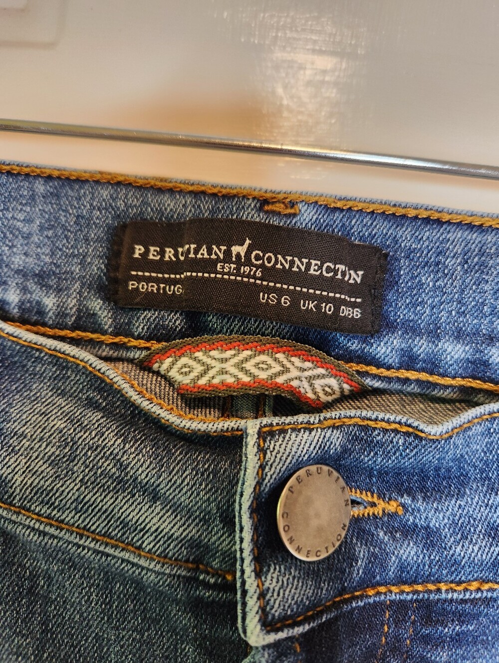 Peruvian Connection Cimarron Jean Button Fly Blue Size US 6 - Picture 5 of 7